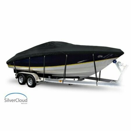 EEVELLE Boat Cover CUDDY CABIN, Outboard Fits 30ft 6in L up to 120in W Black SCVCDY30120B-BLK